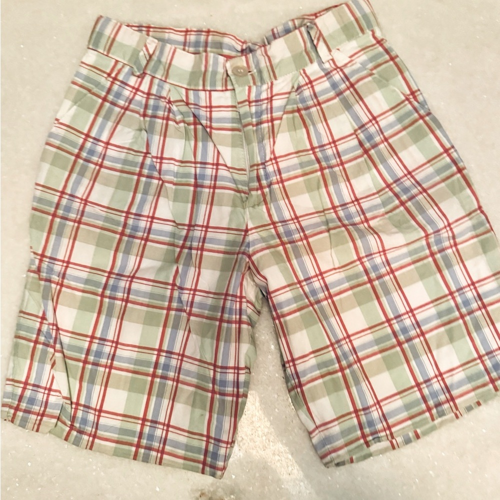 Bella Bliss Precious Green Plaid Shorts Size 7 EUC
